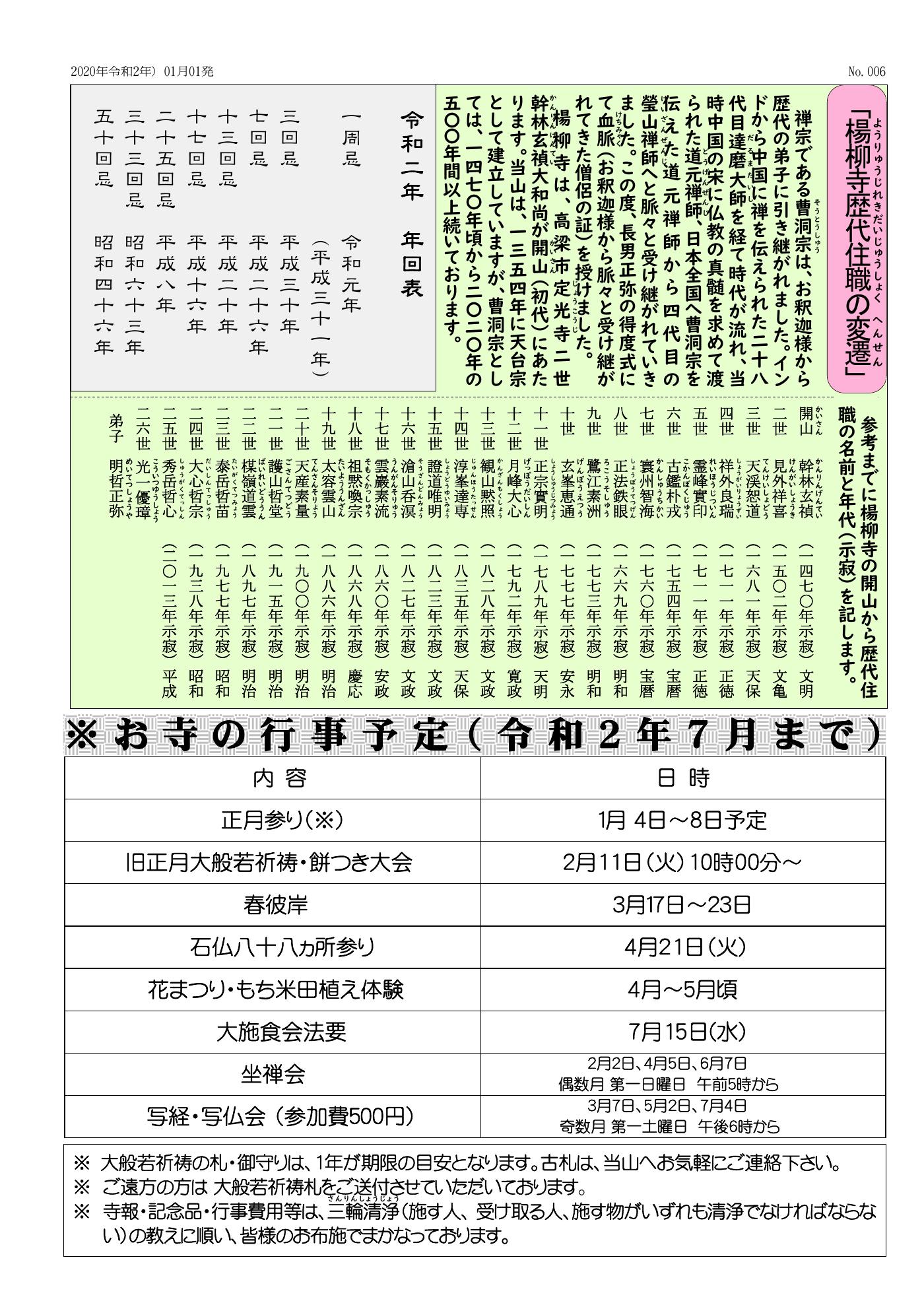 楊柳寺だより 第6号 4ページ